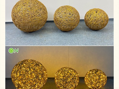 Trái châu Noel thép quấn đèn Led cỡ lớn [Nhiều cỡ - tỉ mỉ] TRAICHAU-42